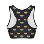 Rainbow Pixel 8-Bit LGBT Pride Heart Women's Sports Bra