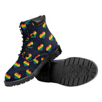 Rainbow Pixel 8-Bit LGBT Pride Heart Work Boots