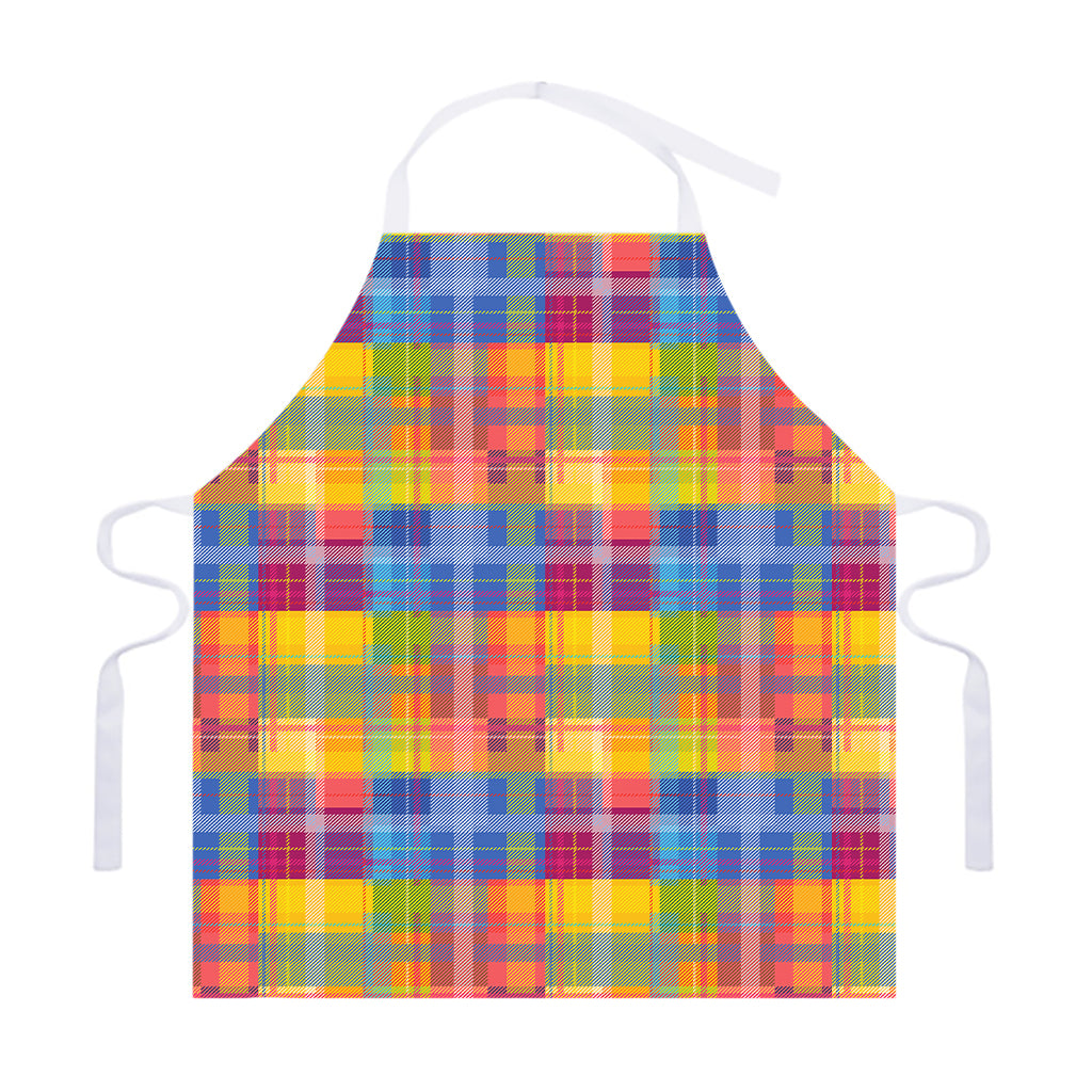 Rainbow Plaid Pattern Print Adjustable Apron