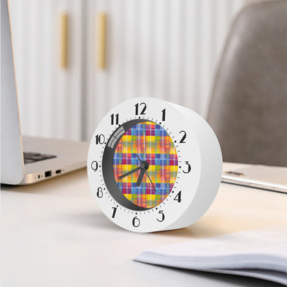 Rainbow Plaid Pattern Print Alarm Clock