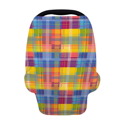Rainbow Plaid Pattern Print Baby Seat Cover