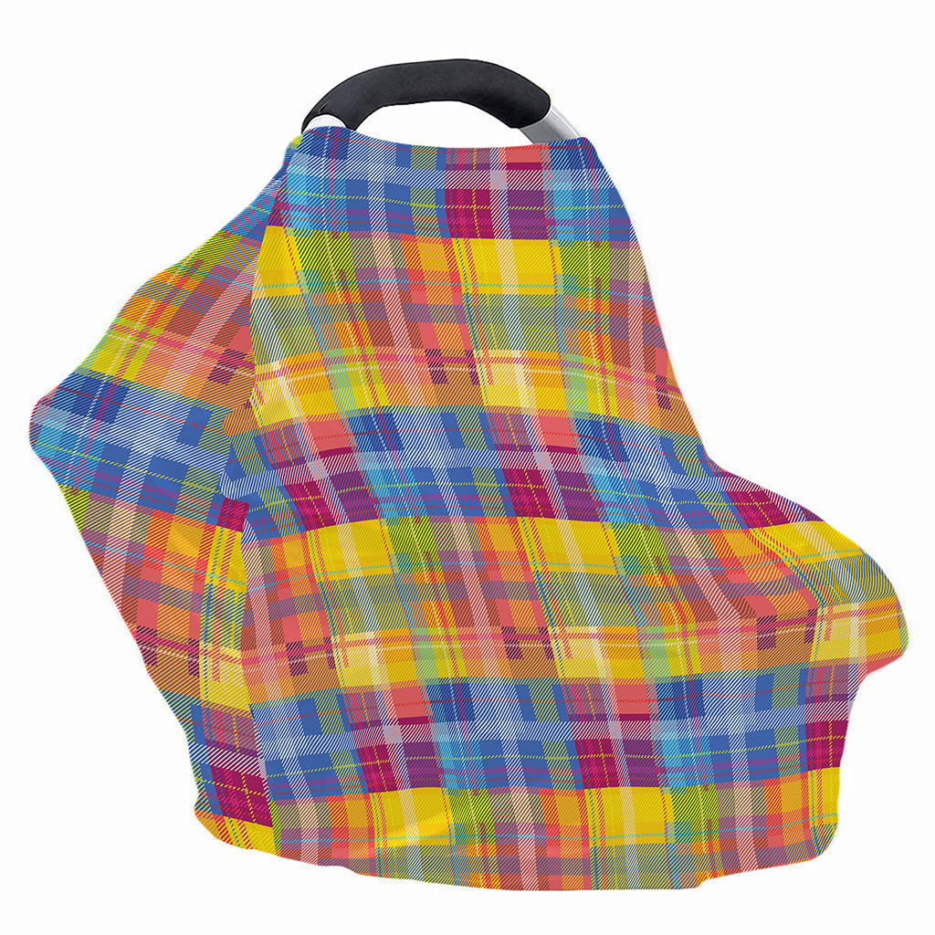 Rainbow Plaid Pattern Print Baby Seat Cover