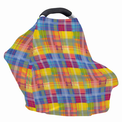 Rainbow Plaid Pattern Print Baby Seat Cover