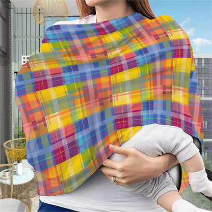 Rainbow Plaid Pattern Print Baby Seat Cover