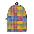 Rainbow Plaid Pattern Print School Backpack