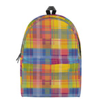 Rainbow Plaid Pattern Print Backpack