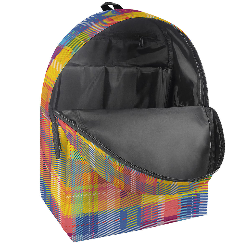 Rainbow Plaid Pattern Print Backpack