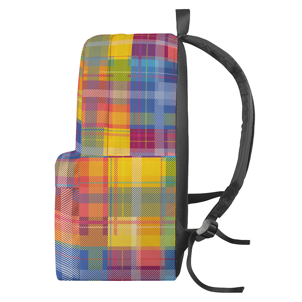 Rainbow Plaid Pattern Print Backpack