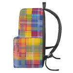 Rainbow Plaid Pattern Print Backpack