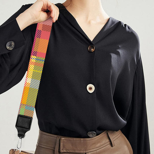 Rainbow Plaid Pattern Print Bag Strap