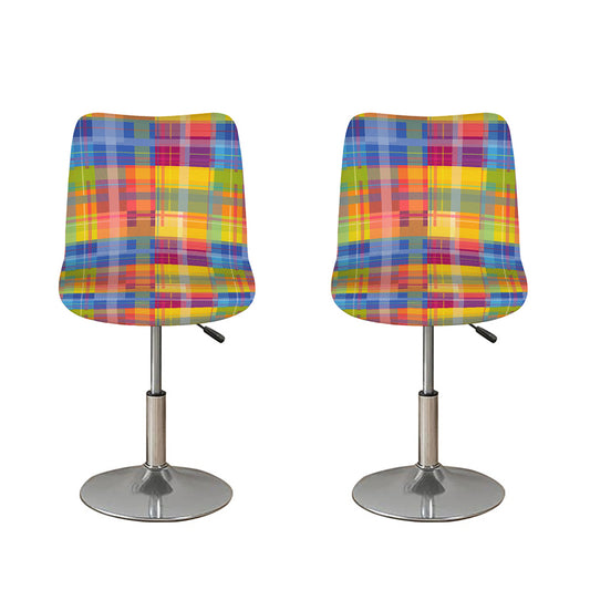 Rainbow Plaid Pattern Print Bar Stool Covers