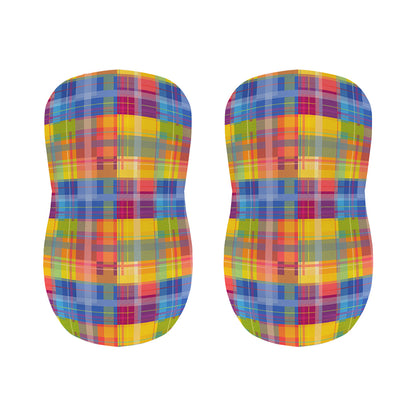 Rainbow Plaid Pattern Print Bar Stool Covers