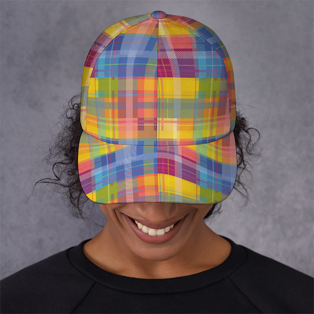 Rainbow Plaid Pattern Print Baseball Cap