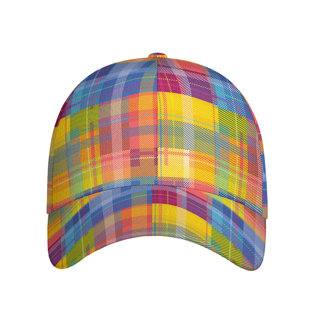 Rainbow Plaid Pattern Print Baseball Cap