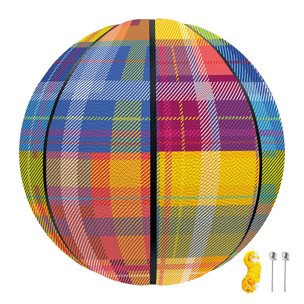 Rainbow Plaid Pattern Print Basketball
