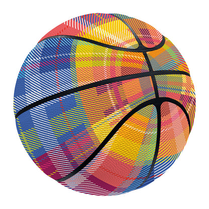 Rainbow Plaid Pattern Print Basketball
