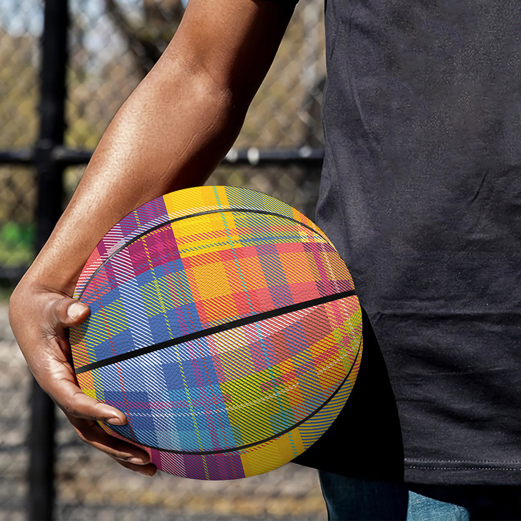 Rainbow Plaid Pattern Print Basketball
