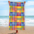 Rainbow Plaid Pattern Print Beach Towel