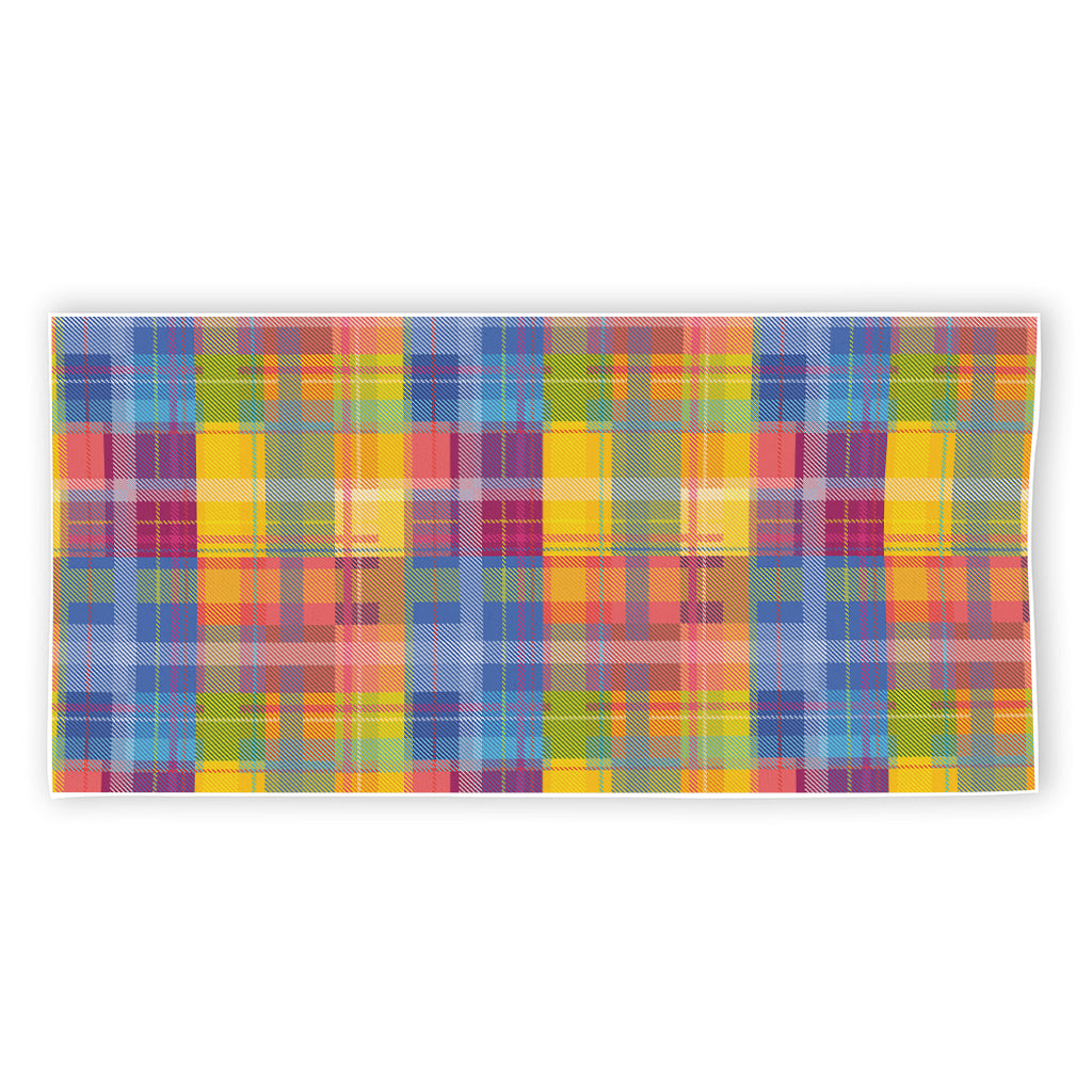 Rainbow Plaid Pattern Print Beach Towel