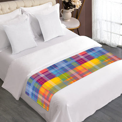 Rainbow Plaid Pattern Print Bed Runner
