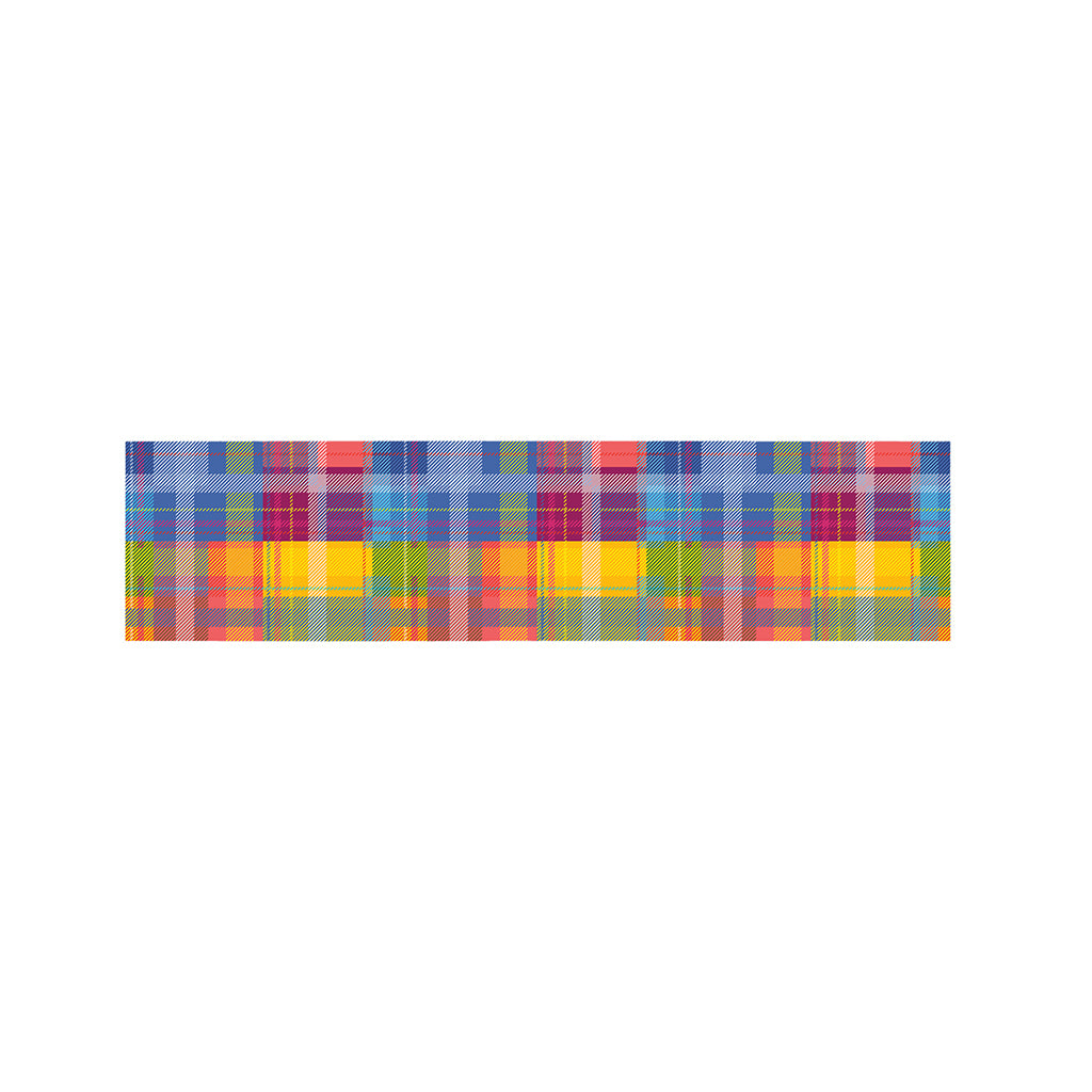 Rainbow Plaid Pattern Print Bed Runner