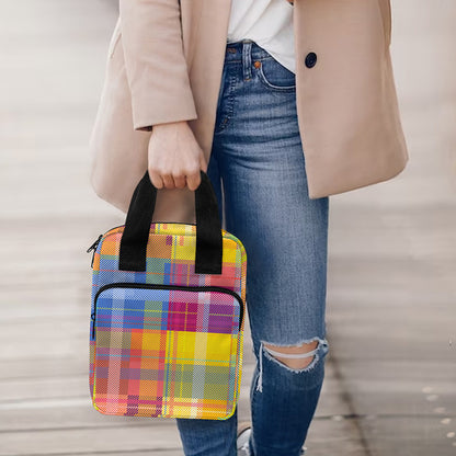 Rainbow Plaid Pattern Print Bible Tote Bag