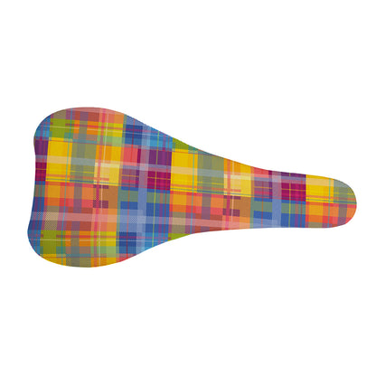 Rainbow Plaid Pattern Print Bicycle Seat Cover
