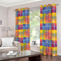 Rainbow Plaid Pattern Print Dimout Grommet Curtains