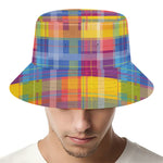 Rainbow Plaid Pattern Print Bucket Hat