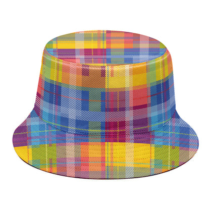 Rainbow Plaid Pattern Print Bucket Hat