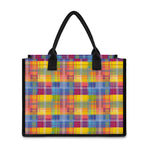 Rainbow Plaid Pattern Print Canvas Tote Bag