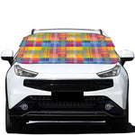 Rainbow Plaid Pattern Print Car Windshield Snow Cover