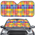 Rainbow Plaid Pattern Print Car Windshield Sun Shade
