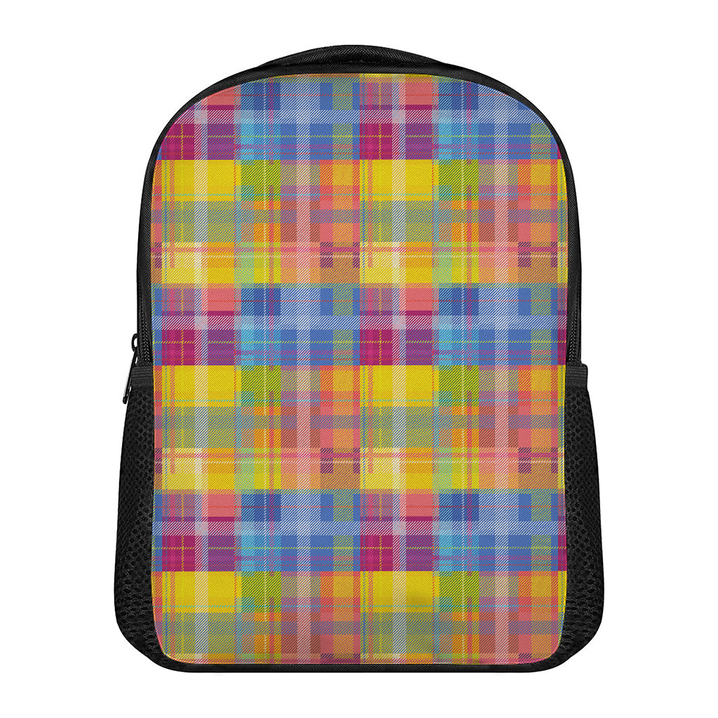 Rainbow Plaid Pattern Print Casual Backpack