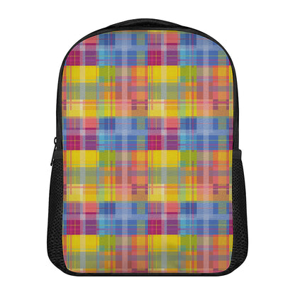 Rainbow Plaid Pattern Print Casual Backpack