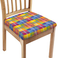 Rainbow Plaid Pattern Print Chair Cushion Cover