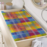 Rainbow Plaid Pattern Print Changing Pad Cover