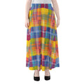 Rainbow Plaid Pattern Print Chiffon Maxi Skirt