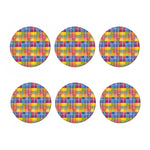 Rainbow Plaid Pattern Print Coaster Set