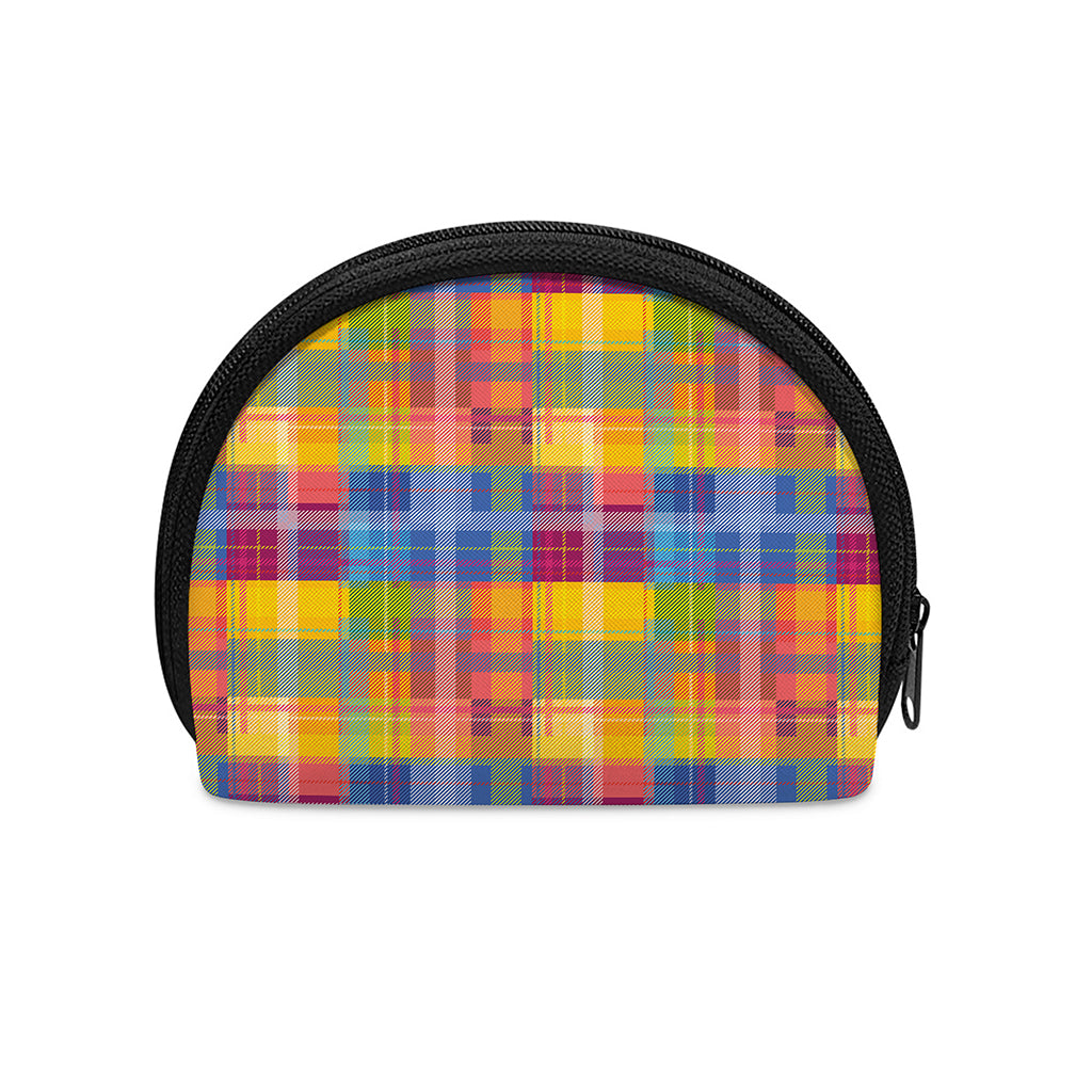 Rainbow Plaid Pattern Print Coin Purse