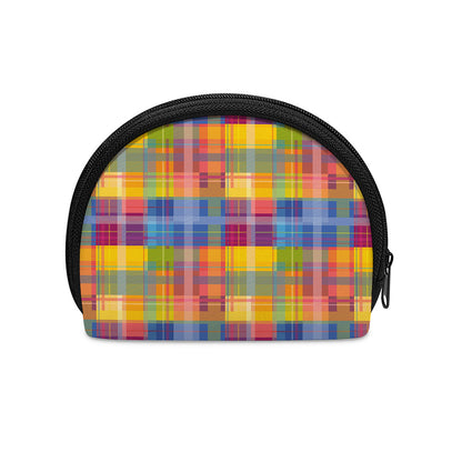 Rainbow Plaid Pattern Print Coin Purse
