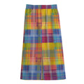 Rainbow Plaid Pattern Print Cotton Front Slit Maxi Skirt