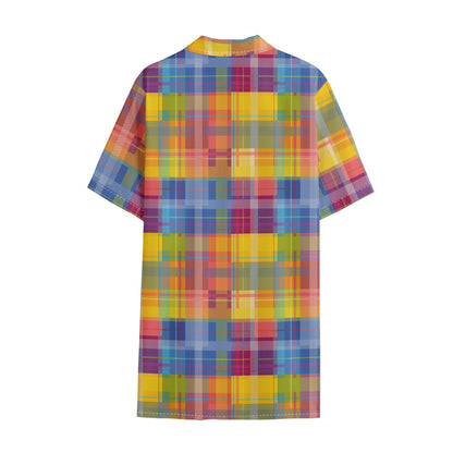 Rainbow Plaid Pattern Print Cotton Hawaiian Shirt