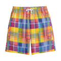 Rainbow Plaid Pattern Print Cotton Shorts
