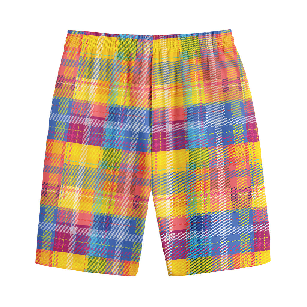 Rainbow Plaid Pattern Print Cotton Shorts