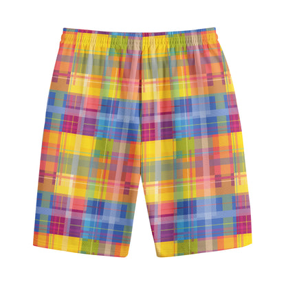 Rainbow Plaid Pattern Print Cotton Shorts