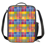 Rainbow Plaid Pattern Print Crossbody Lunch Bag
