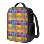 Rainbow Plaid Pattern Print Crossbody Lunch Bag