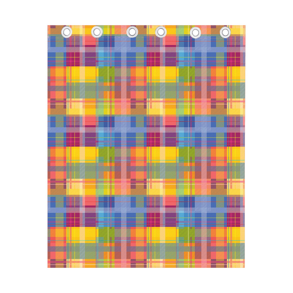 Rainbow Plaid Pattern Print Curtain