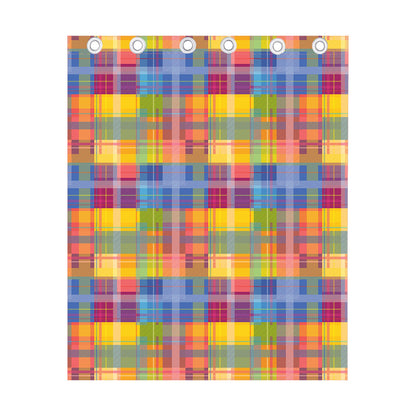 Rainbow Plaid Pattern Print Curtain